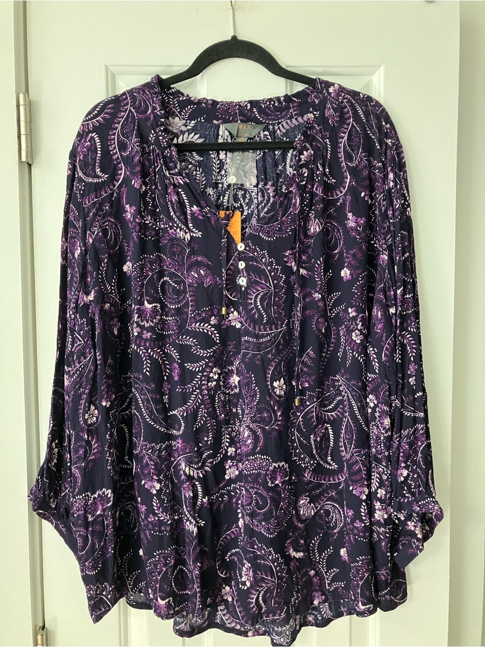Mix By Hawthorn Dark Purple Paisley Henley Tunic